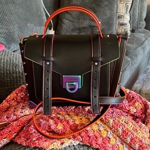 Michael Kors Manhattan Medium Contrast-Trim Leather Satchel
